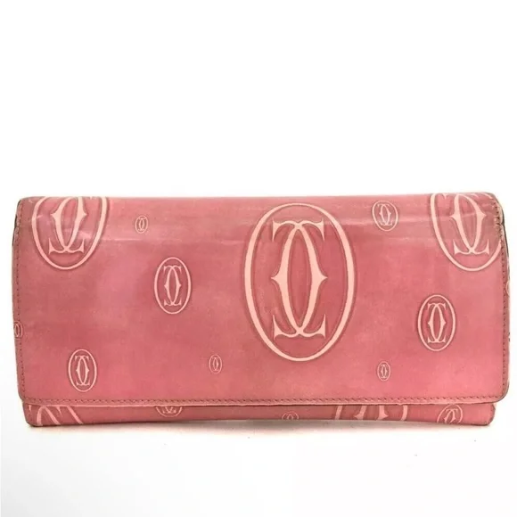 CARTIER Pink Happy Birthday Leather Bifold Long Wallet - Picture 1 of 9